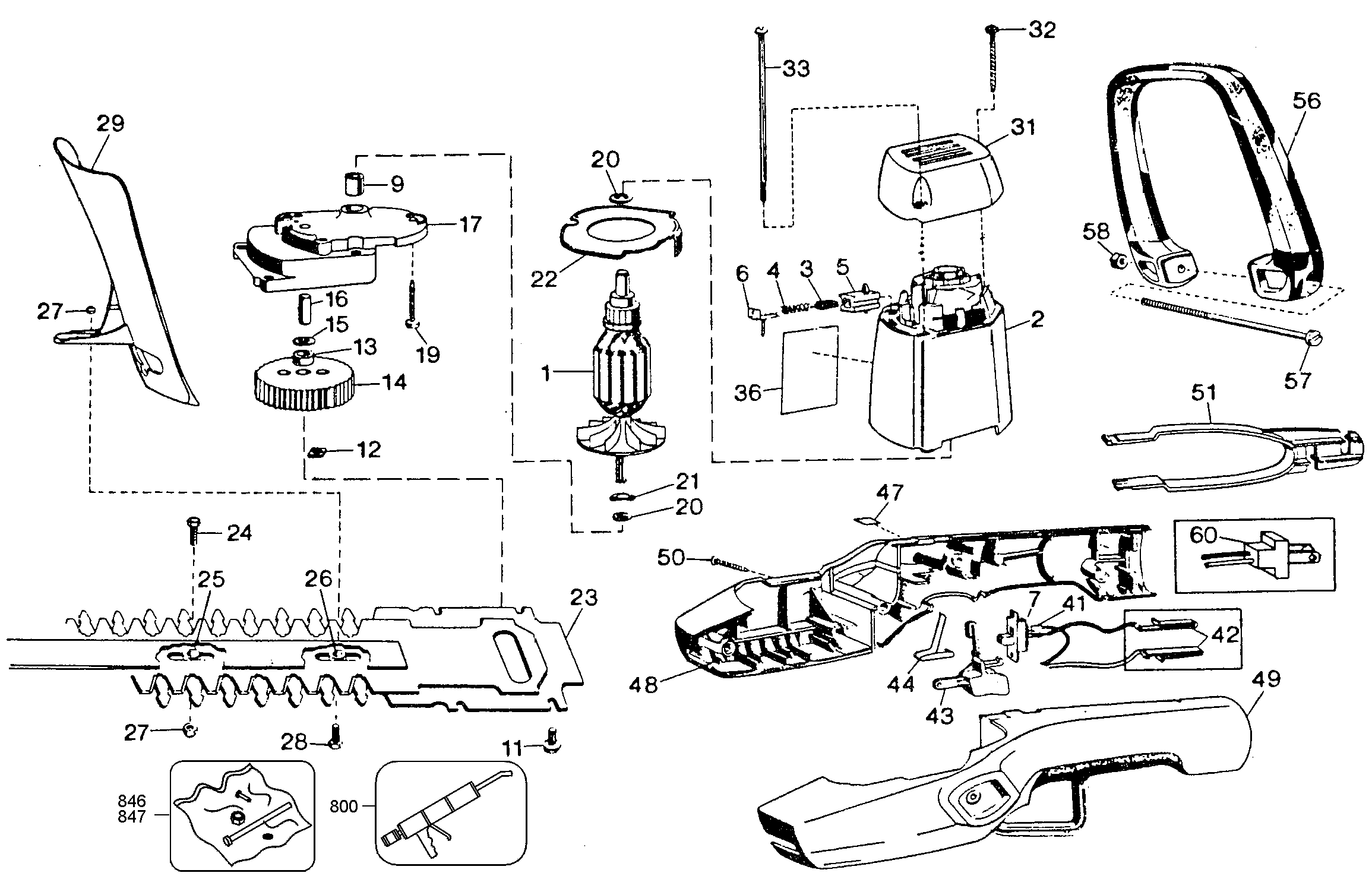 Default Diagram and Parts List for B8144 Type 6 Black and Decker Trimmer